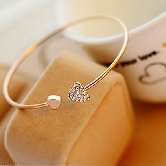 New Hot Love Heart Bangle Cuff Bracelet - Picture 6 of 7